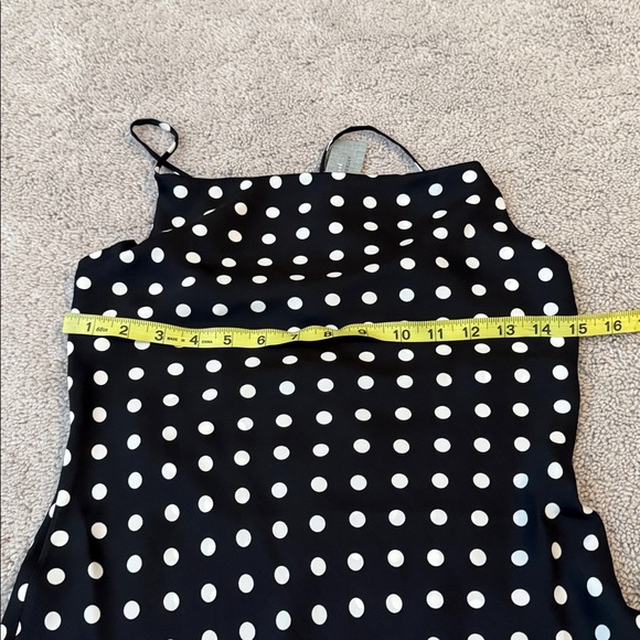 Anthropologie Cowl-Neck Slip Mini Dress Black White Polka Dot | NWT | XS Petite - Picture 8 of 9